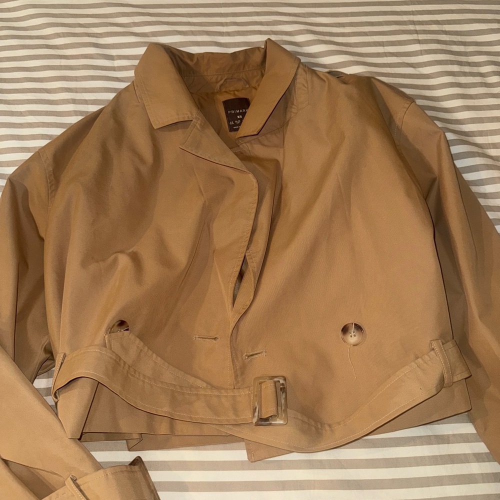 Tan Cropped Trench Coat - Picture 5 of 5